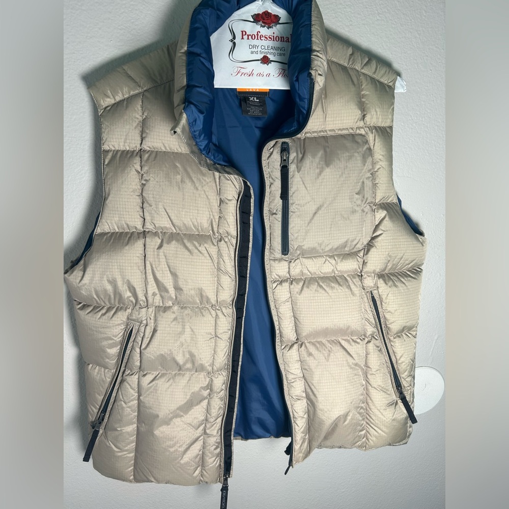 Burton Lava Light Tan Men's Puffer Snow Snowboard Vest Size XL Packable - Picture 2 of 7